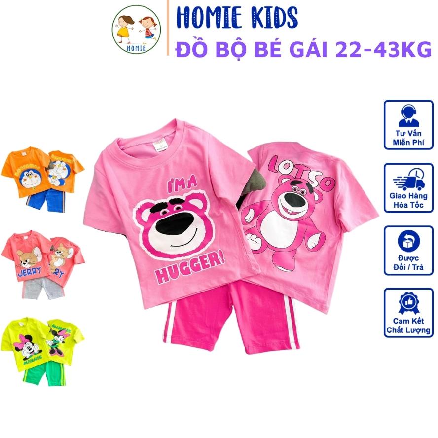 Đồ Bộ Cotton Bé Gái Set Quần Áo Bé Gái Size Đại 22-43 Kg Thoáng Mát In Hoạt Hình Đẹp Homie Kids