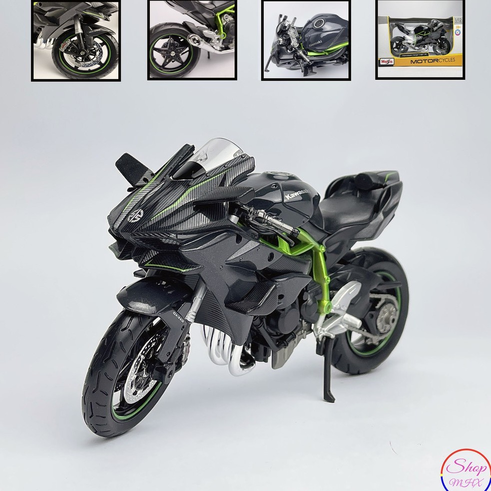 Xe mô hình mô tô Kawasaki Ninja H2r TẶNG KÈM BIỂN SỐ tỉ lệ 1:12 hãng Maisto