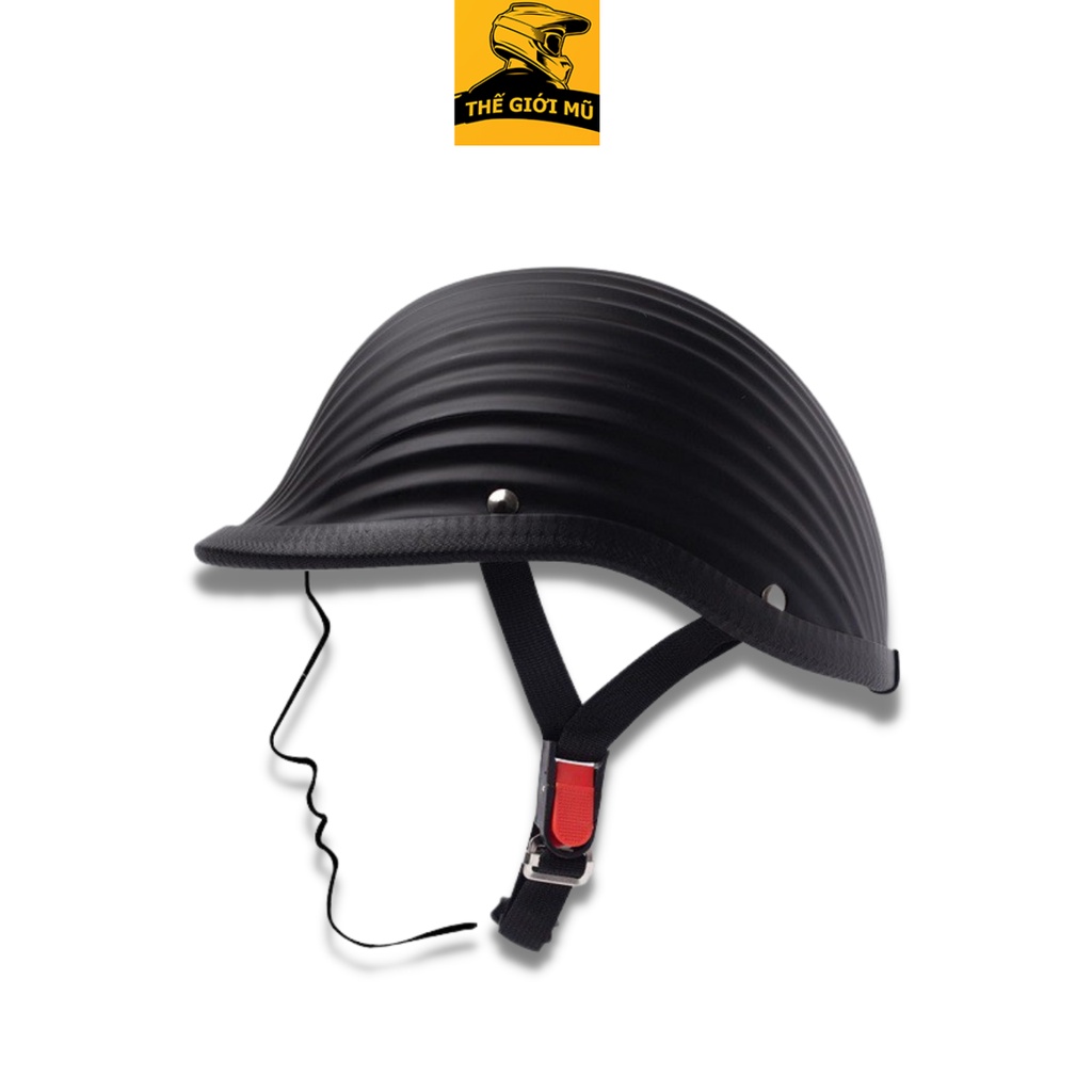 Mũ bảo hiểm nửa đầu vỏ sò, mũ sò hàng chính hãng cao cấp màu đen nhám