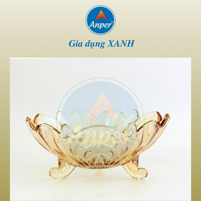 Bát Tô Dĩa Khay Thủy Tinh Kim Cương 3 Chân Phong Cách Châu Âu , Dùng Đựng Trái Cây Hoa Quả , Trưng Bày Phòng Khách.