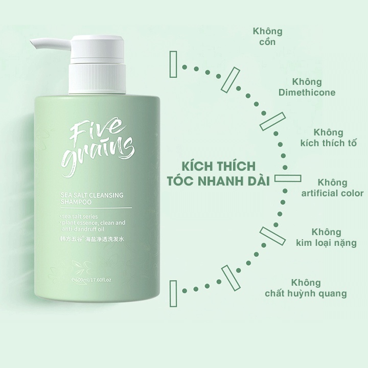 Combo dầu gội, dầu xả nước hoa muối biển Five Grains 800ml