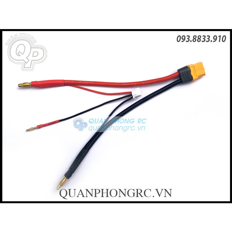 Cáp Sạc Pin 2S Hardcase Lipo Battery Charging Cable Banana 4mm Plugs