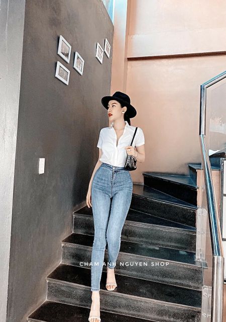 Quần jean nữ cạp cao quầnbò nữ lưng cao