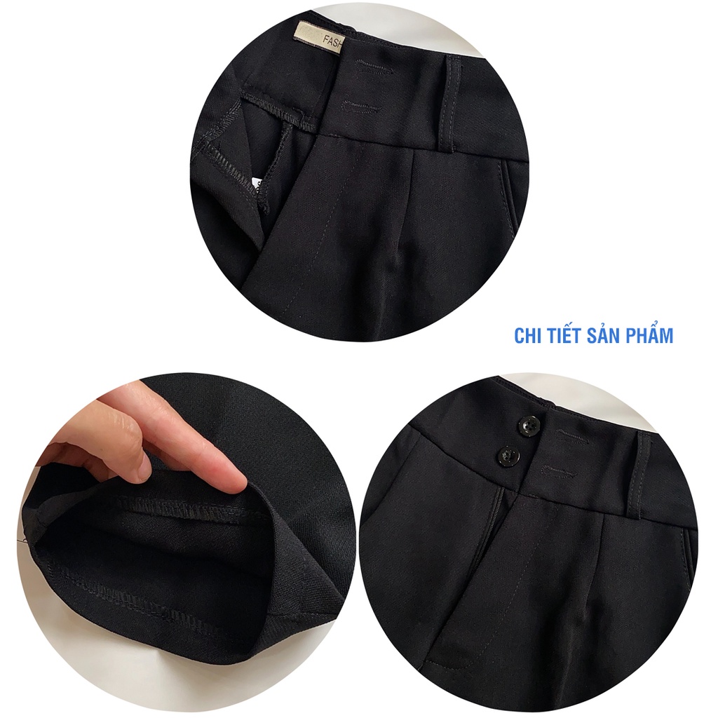 Quần tây nữ lưng cao 2 nút công sở baggy đi học ống suông dài đẹp M Fashion QD02