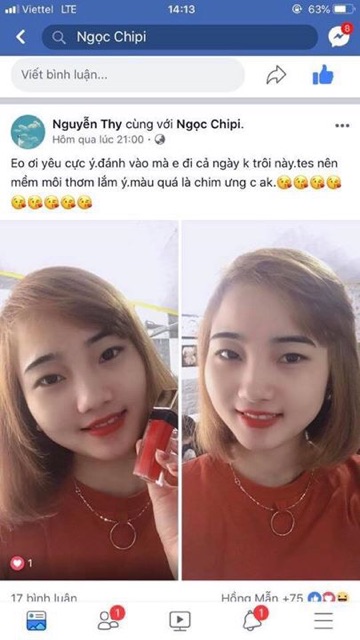 Son kem lì , CAM CHÁY, Choo Lipstick, quyến rũ ,đủ màu ,son kem mịn môi