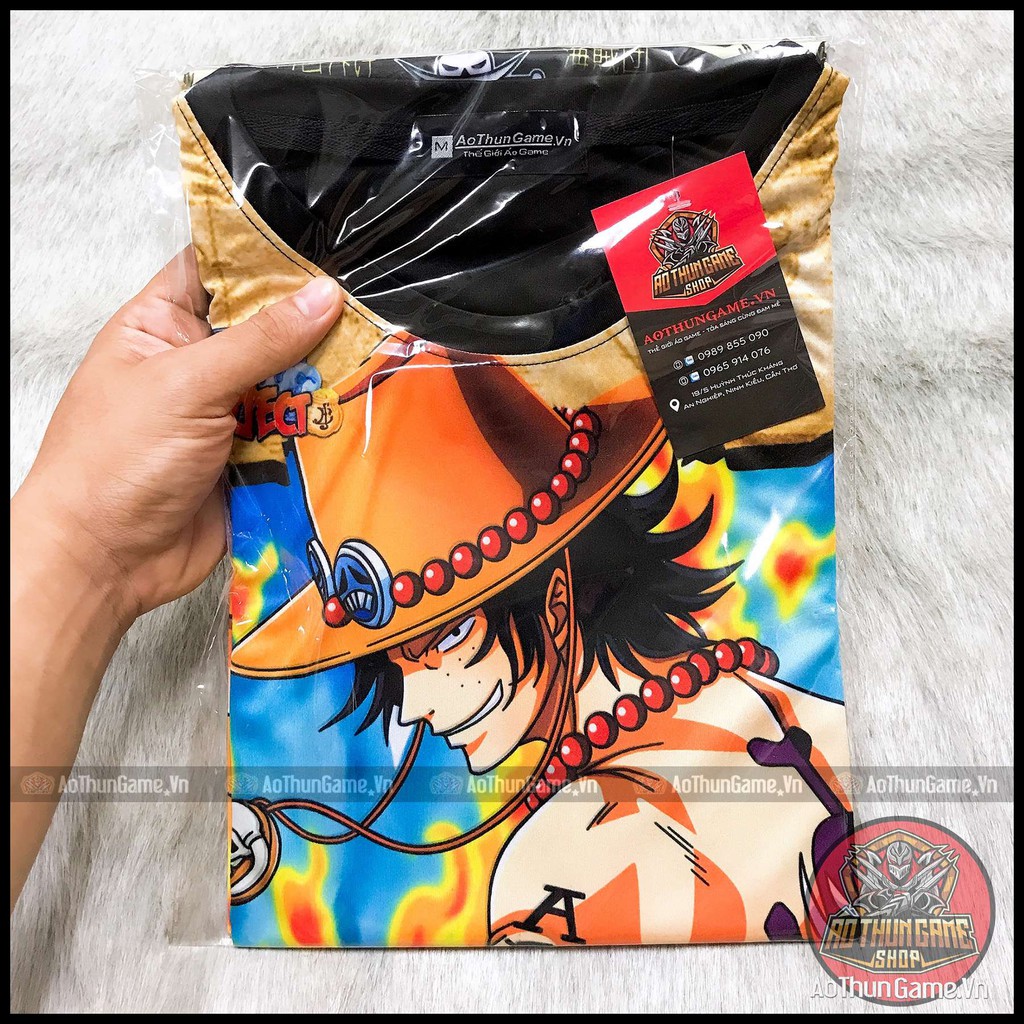 Áo One Piece ACE hỏa quyền mới nhất (3D Đen) , áo đảo hải tặc Anime Manga (Shop AoThunGameVn)