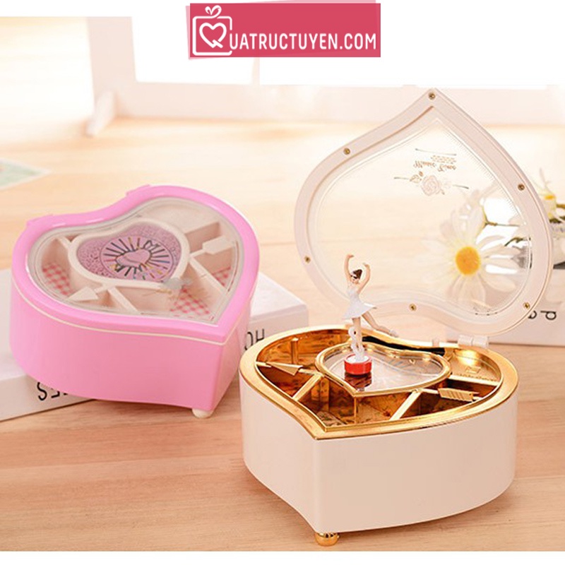 Hộp nhạc trái tim vũ công xoay múa ba lê tự động tặng bạn gái, người yêu