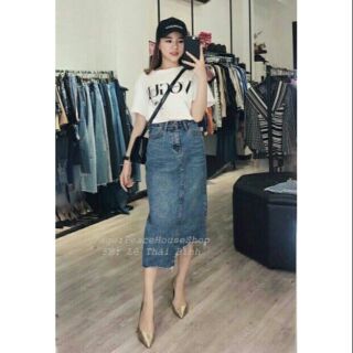 ✳vmh1230017 chân váy jeans lệch✳