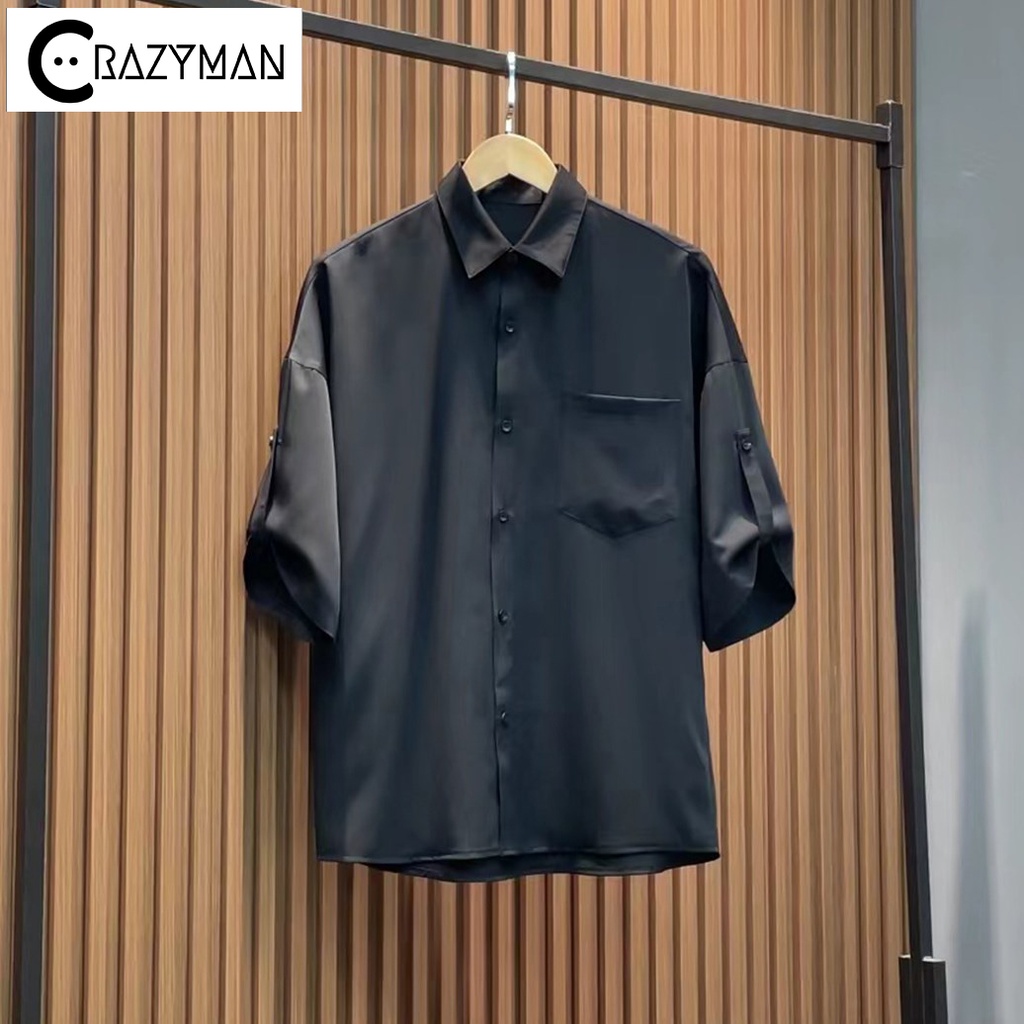 Áo sơ mi nam tay ngắn unisex form rộng phong cách Hàn Quốc , áo sơ mi nam tay lỡ 3 màu trắng đen nâu