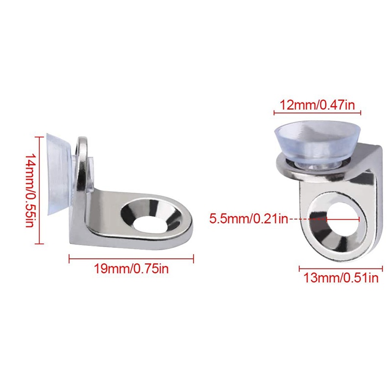 Giá đỡ bằng kính 30 miếng với giá đỡ bằng kính hút Giá đỡ cố định góc phải cho tủ bếp Tủ chén