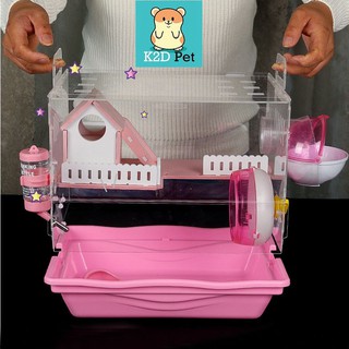 Lồng hamster biệt thự 2 tầng full đồ mica