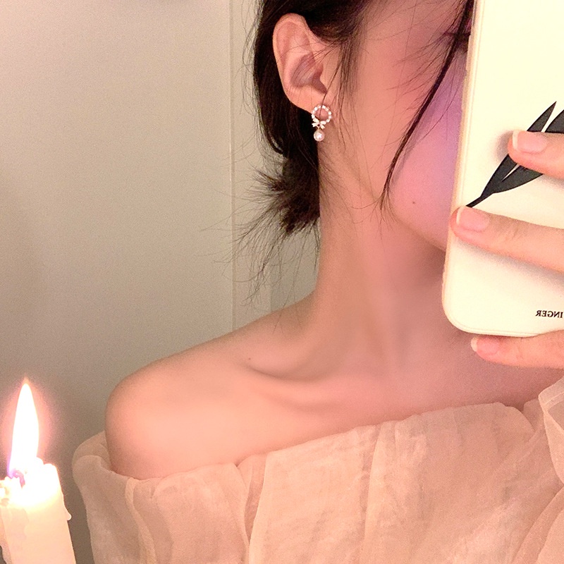 Khuyên Tai Nơ Tua Rua Nhẹ Dịu Dàng Sang Trọng Phong Cách Hàn Quốc Cho Nữ