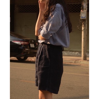 Quần Bermuda Navy Linen Shorts