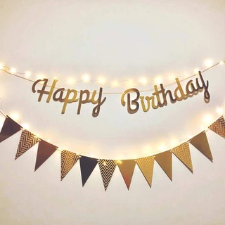 Phụ kiện trang trí sinh nhật cho bé đẹp rẻ - Bóng bay  - Dây Happy Birthday ép kim mảnh