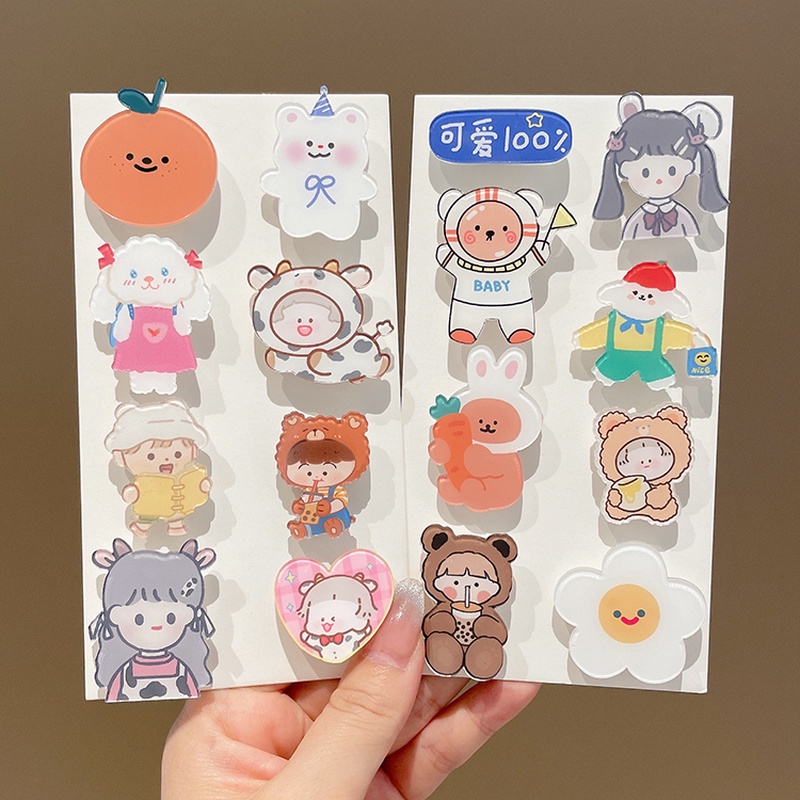 Set 4-10 Trâm Cài Áo Họa Tiết Hoạt Hình Phong Cách Hàn Quốc Xinh Xắn