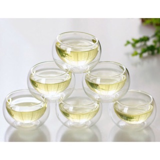 Bộ 6 chiếc chén trà thuỷ tinh 2 lớp