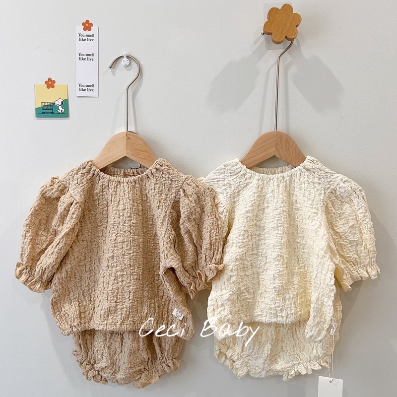 Bộ áo liền quần, áo kèm quần sooc cho bé gái phong cách Hàn quốc ảnh thật