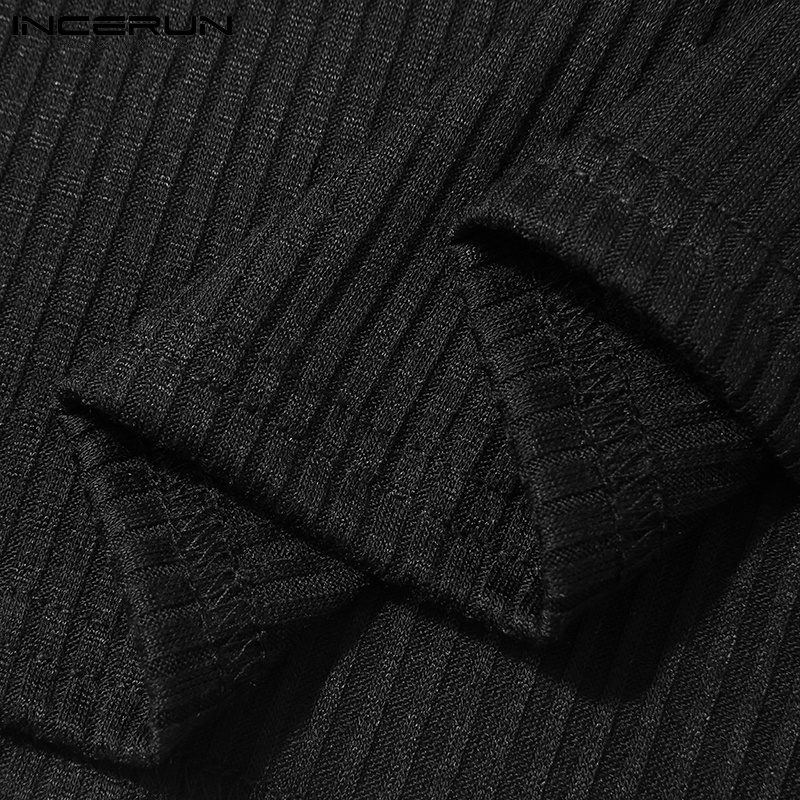 Áo thun INCERUN tay ngắn cổ chữ V màu trơn thời trang mùa hè sành điệu cho nam