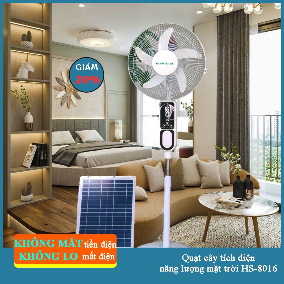 Quạt cây tích điện năng lượng mặt trời không mất tiền điện Happy Solar (bao gồm cả pin NLMT)