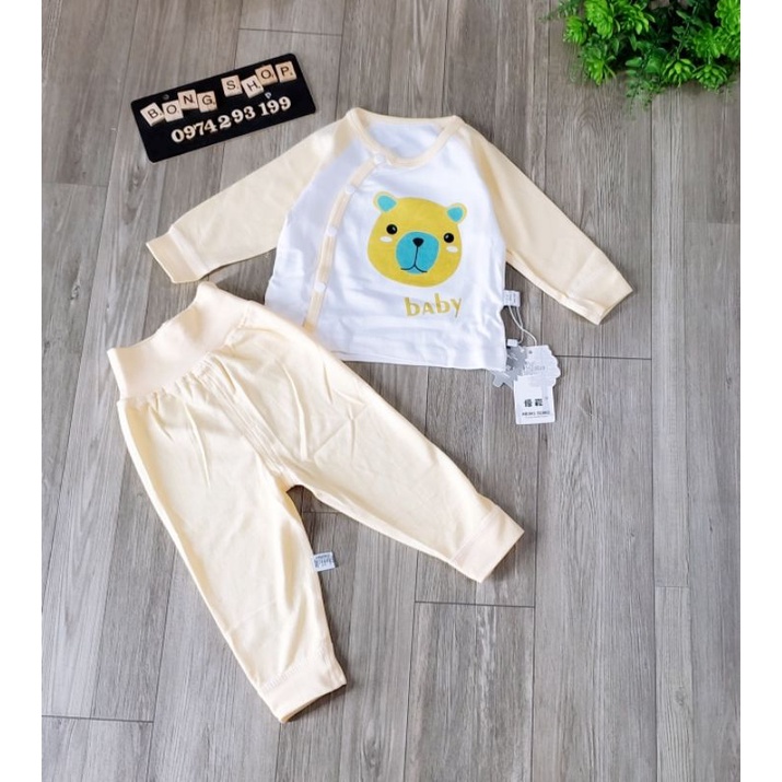 Bộ cài lệch cạp cao cotton dày vừa QC bé trai/bé gái
