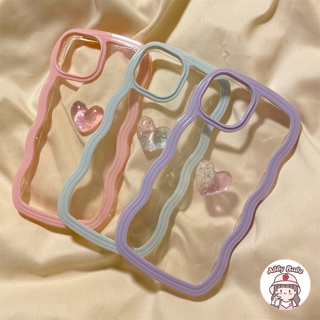 Ốp Điện Thoại TPU Mềm Trong Suốt Họa Tiết Trái Tim 3D Màu Gradient Cho Iphone 11 7Plus 13 12 11 Pro Max X XS 12 13 XR