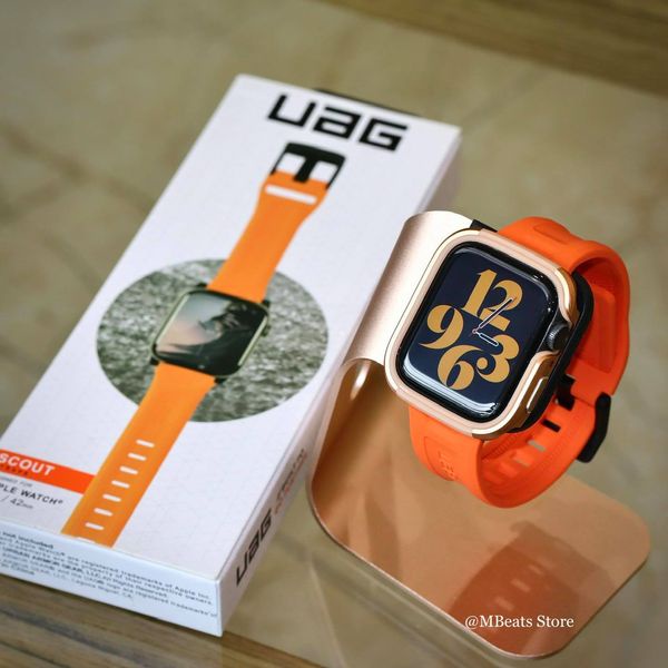 Combo dây silicon U.A.G và ốp viền thép Apple Watch đồng hồ thông minh Series 1/2/3/4/5/6/SE size 38/40/42/44 mm