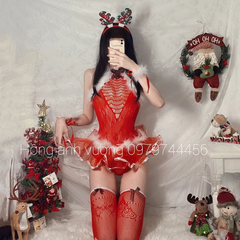 N01 bodysuit giáng sinh cosplay cô gái noel sexy gợi cảm