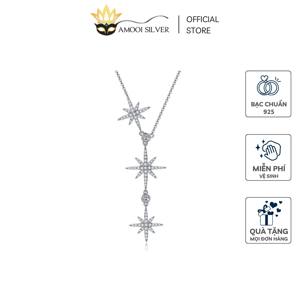 Dây chuyền bạc S925 3 ngôi sao - Amooi Silver AD64