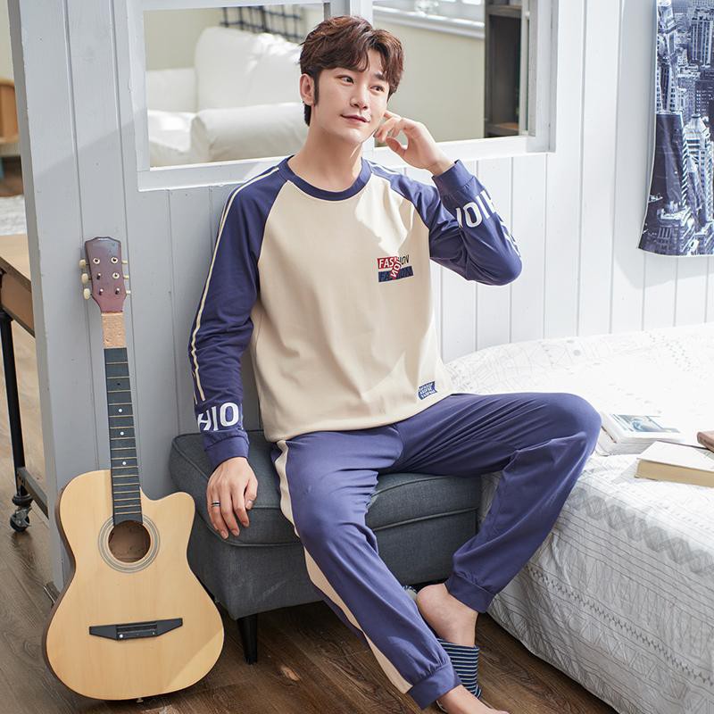 HÀNG CAO CẤP -  BỘ THU ĐÔNG NAM Chất vải Cotton 100% đồ ngủ nam mặc ở nhà được 4 mùa style Hàn Quốc trẻ trung  - Hàng Ca