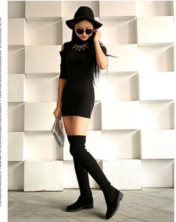 Giày boot ống len trên gối