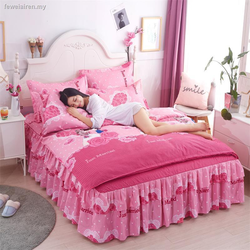 Bộ Vỏ Chăn Ga Gối Đệm Bốn Món Bằng Cotton Nguyên Chất Dày Dặn Chống Trượt Cho Giường Cưới