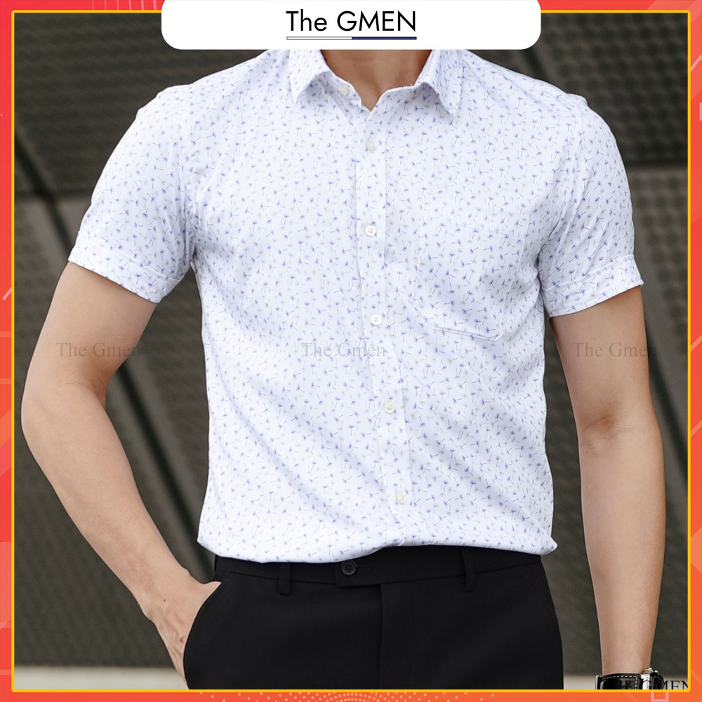 Sơ mi ngắn tay nam THE GMEN công sở nhóm 2 thiết kế họa tiết ấn tượng, giá tốt