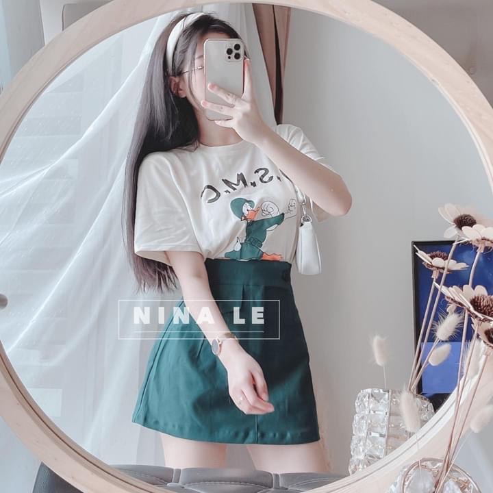 Set áo thun vịt Donald kèm chân váy xoè xanh