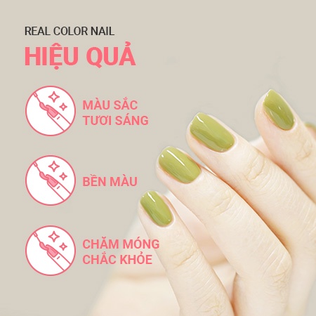 Sơn móng tay bền màu sống động tươi sáng có thành phần chăm sóc móng innsifree Real Color Nail 6ml