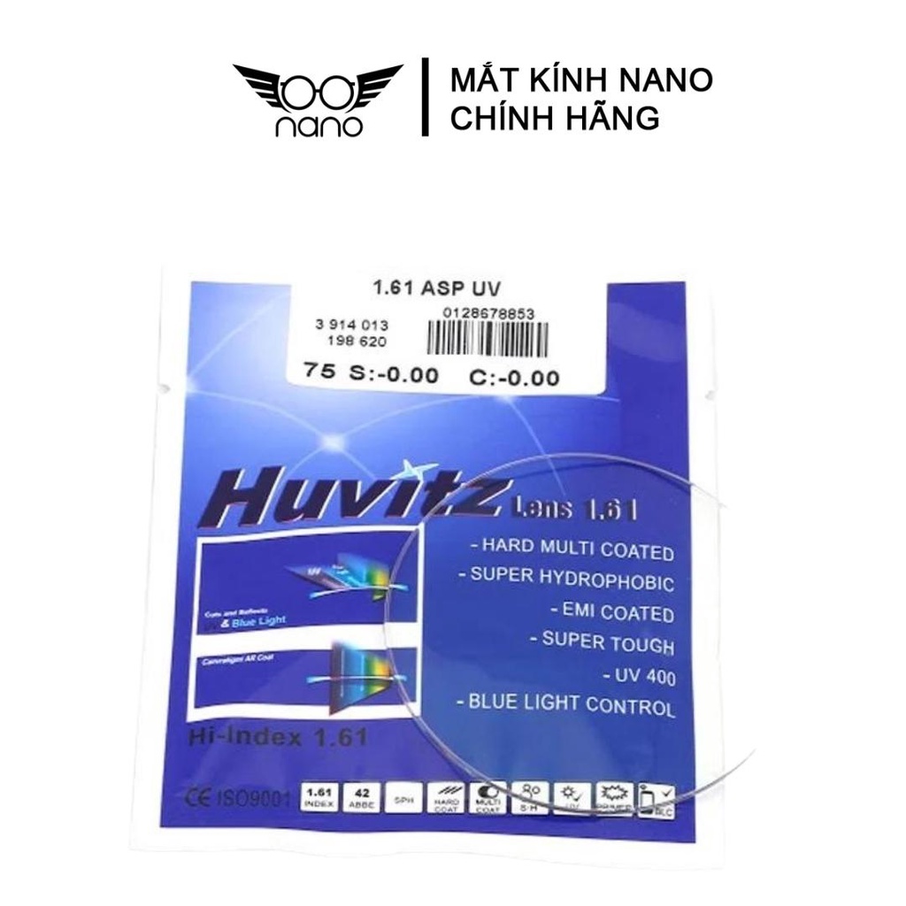 Tròng cận chiết khấu cao 1.61 NANO mỏng hơn nhẹ hơn bền bĩ chính hãng