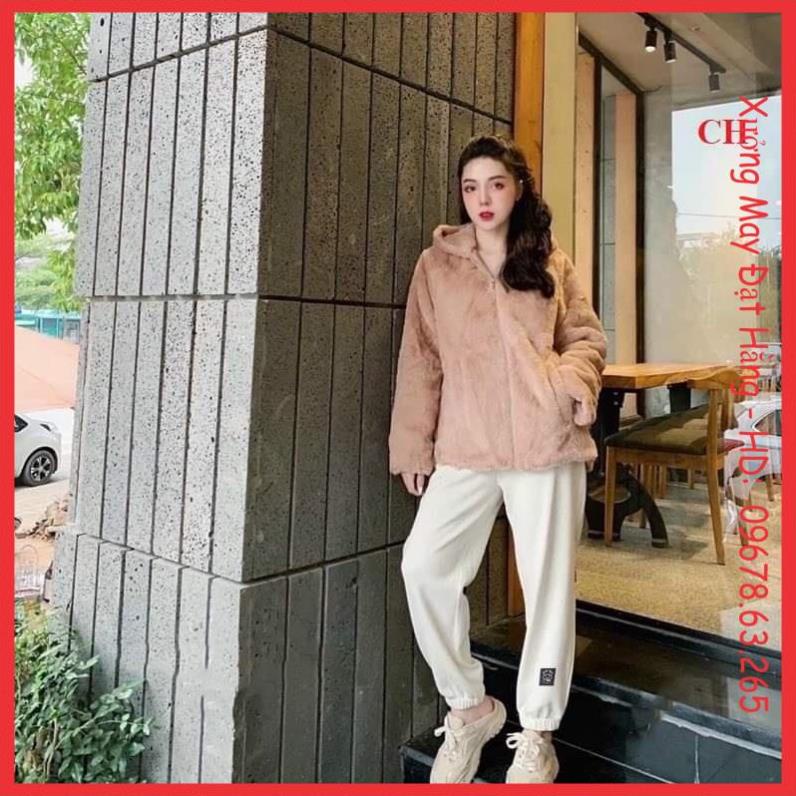 Quần jogger chất len tăm logo bò form thụng cho nữ, quần bomber chun ống quần cá tính style Hàn Quốc