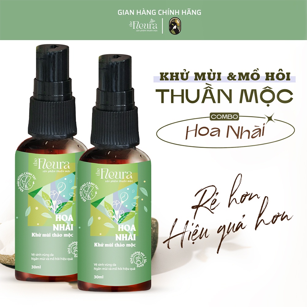 Bộ 2 Chai Xịt Khử mùi hôi nách hoa nhài, ngăn mùi hôi và mồ hôi vùng cánh tay an toàn và thân thiện The Fleura