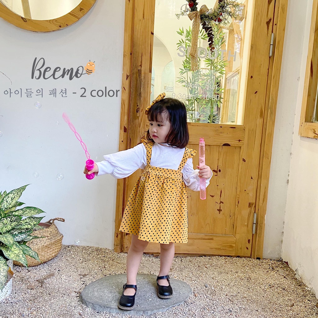 Set váy nhung tăm chấm bi 3 chi tiết