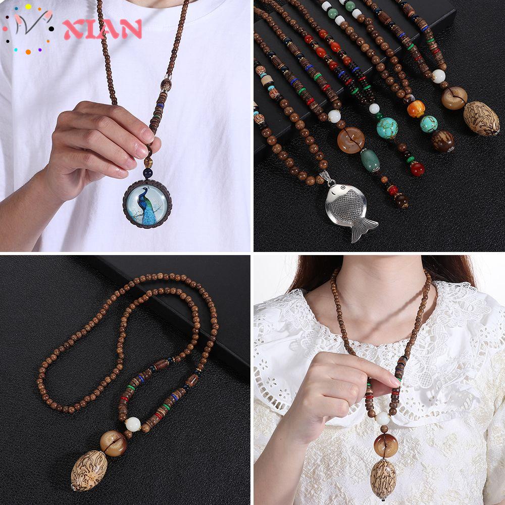 Vòng cổ chuỗi hạt gỗ tùy chọn kiểu dáng phong cách boho cổ điển