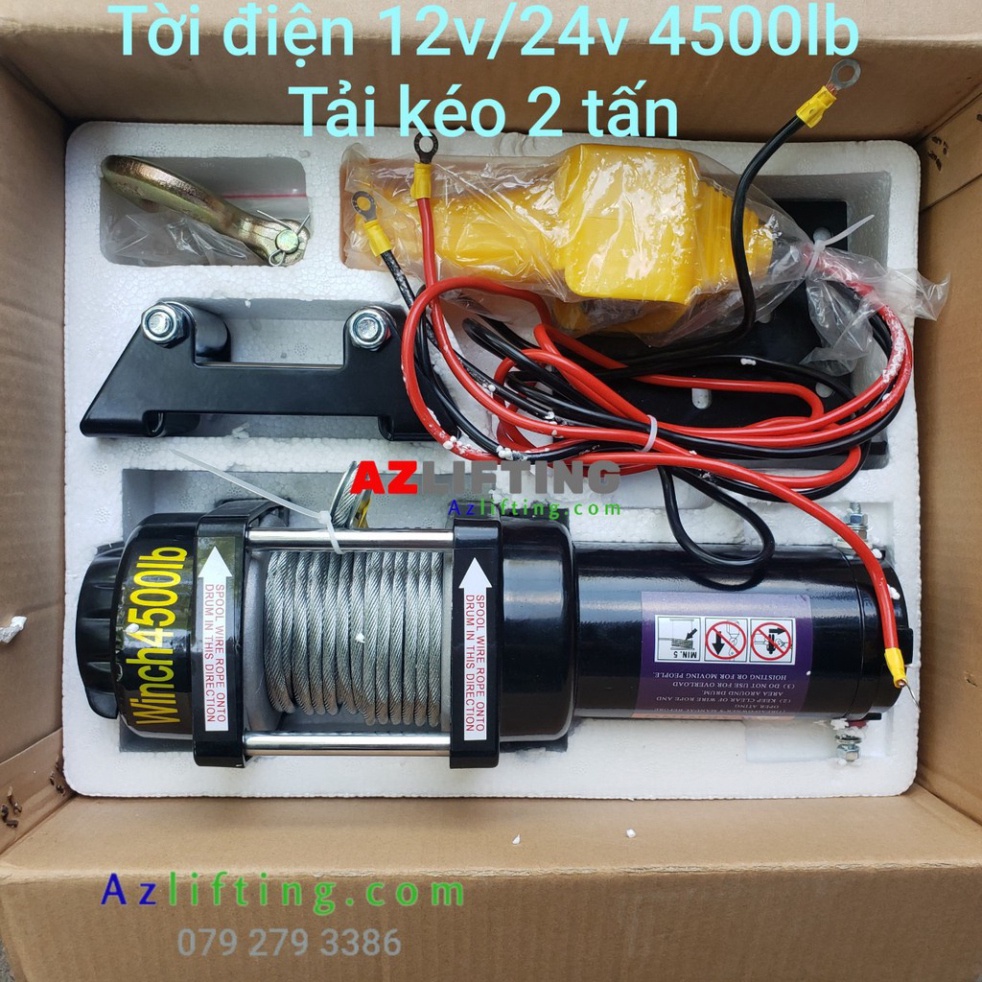 Tời điện kéo xe 12/24V 4000LB tải trọng 1800kg