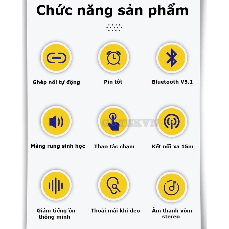 Tai nghe bluetooth không dây Gutek Minion Pro12 nút cảm ứng chống ồn âm thanh HIFI Hiện dung lượng pin