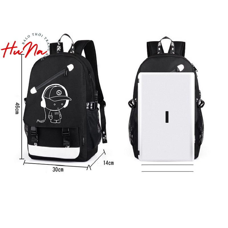 Balo laptop 15.6 inch Huna đi học thời trang, balo nam chống nước có phản quang