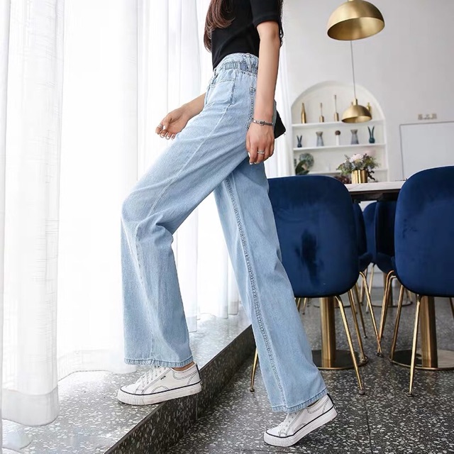 Quấn baggy jeans boyfriend cuốn lai ống loe nhẹ form rộng kèm ảnh thật Yes