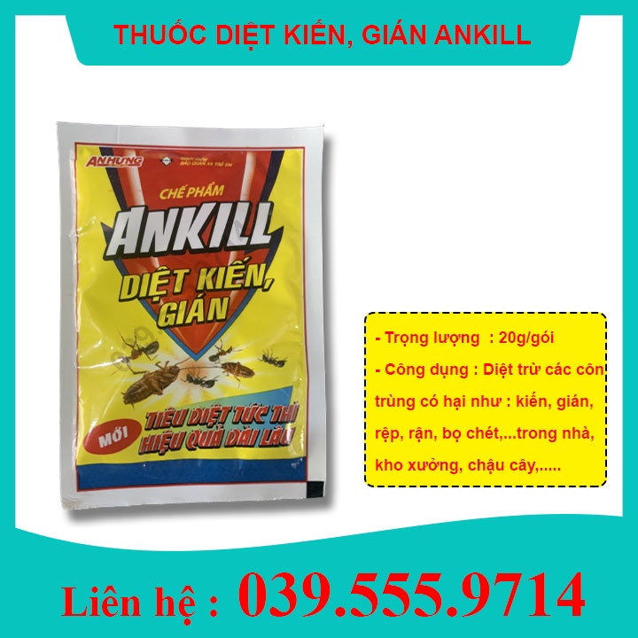 [Chính hãng] Chế phẩm Ankill diệt kiến gián côn trùng gói 20gram