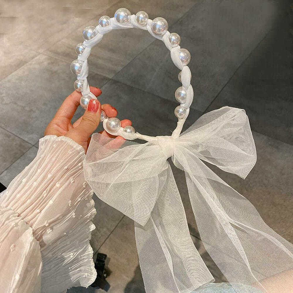 Băng Đô Vải Organza Đính Nơ Lấp Lánh Dễ Thương