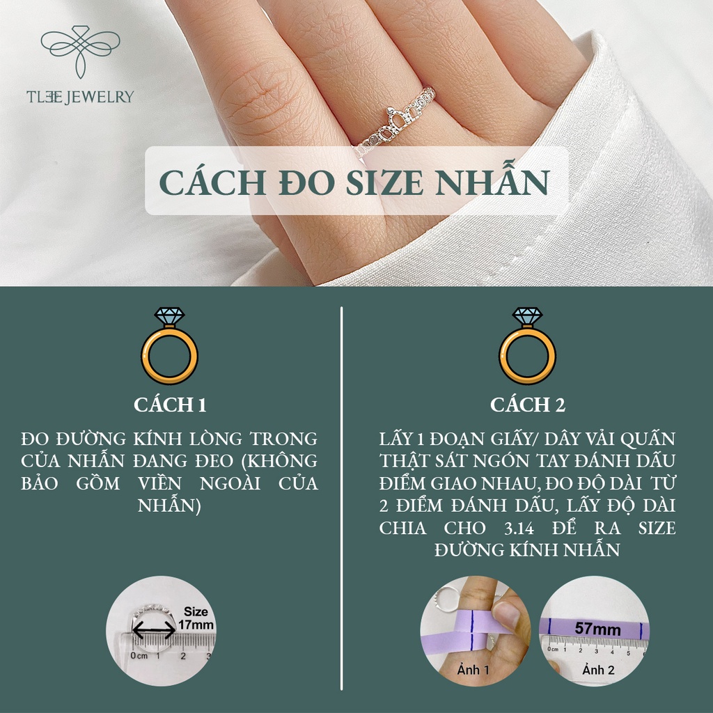 Nhẫn bạc nữ TLEE vương miện ba chóp xinh xắn NCJ A0134