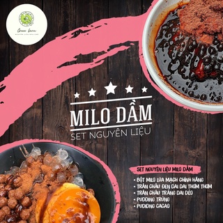 Set Chè Milo Dầm, Ca Cao Dầm Tự Nấu ( SET LỚN 20 -25 Chén) Tặng Kèm Công Thức Và Pudding - GREEN FARM