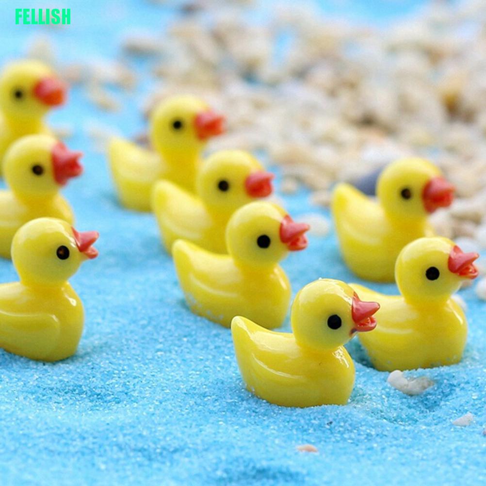 Set 10 Vịt Vàng Mini Bằng Nhựa Dùng Trang Trí Tiểu Cảnh