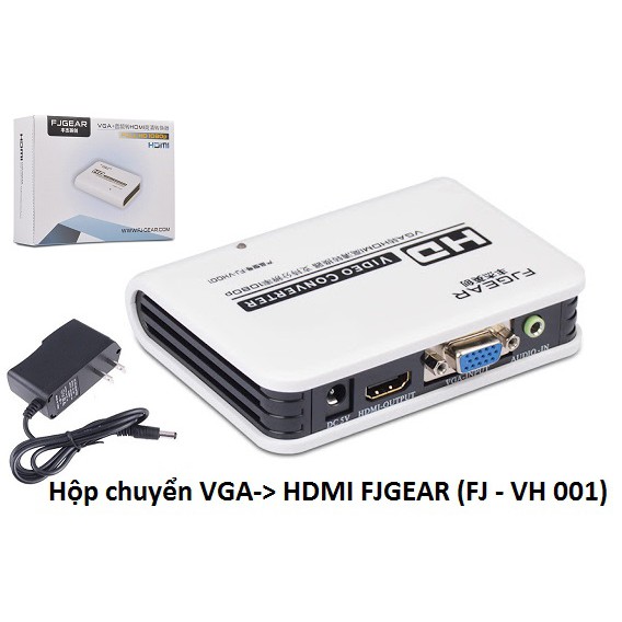 HỘP CHUYỂN ĐỔI TÍN HIỆU TỪ MÁY TÍNH CỔNG VGA SANG MÀN HÌNH HDMI FJGEAR FJ VH 001