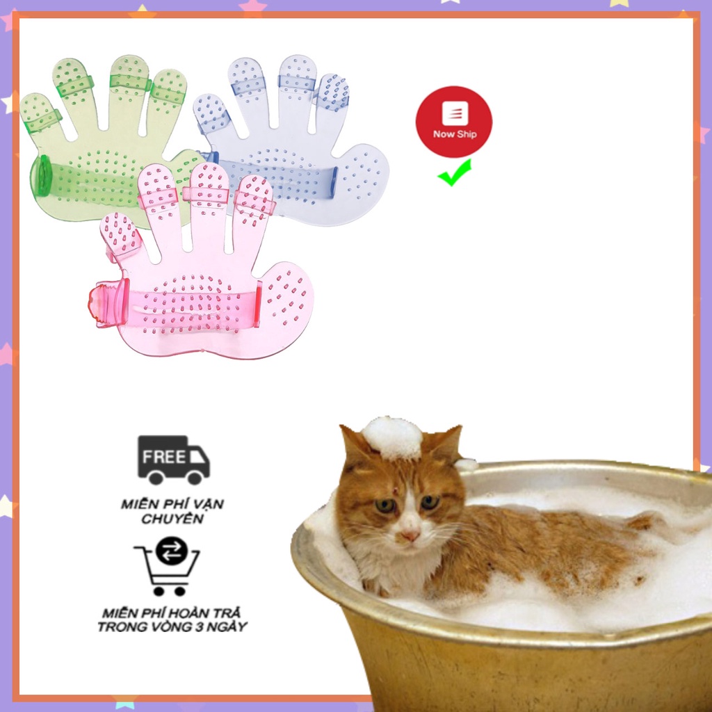 [Dụng Cụ Vệ Sinh Cho Thú Cưng] Găng Tay Tắm Rửa Có Gai Giúp Làm Sạch Lông Cho Chó Mèo - Hàng Độc Lạ Giá Rẻ Vô Địch